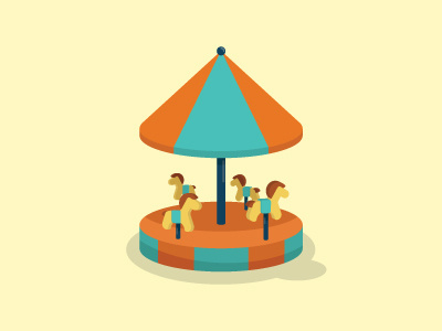 Isometric carousel isometric horse carousel icon cartoon child children game