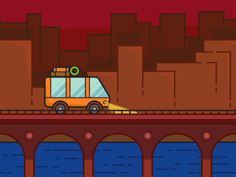 Bus animation bus animation gif motion after effects motion graphic icon line flat nighte