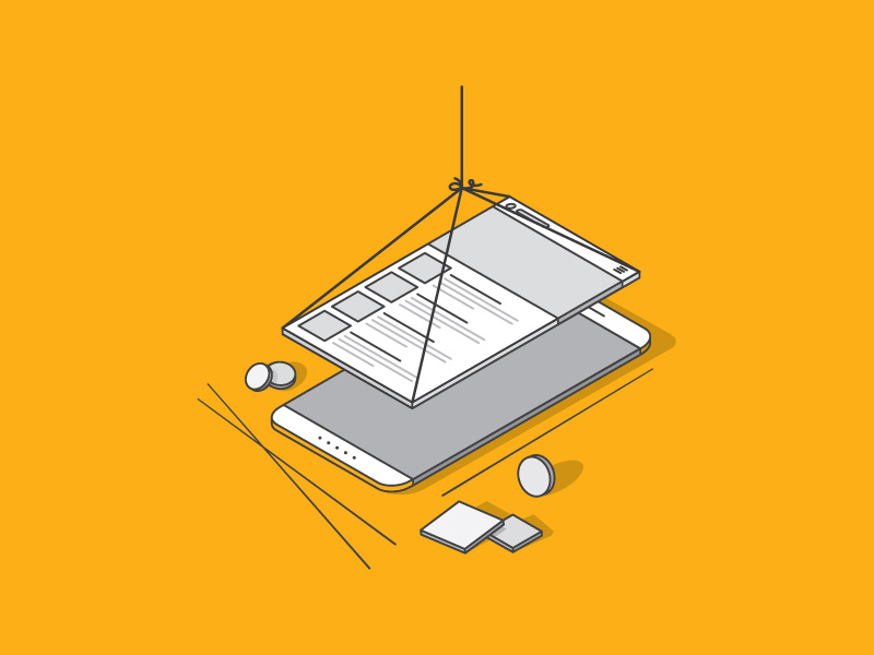 App design app design develop icon illustration phone line yellow gray