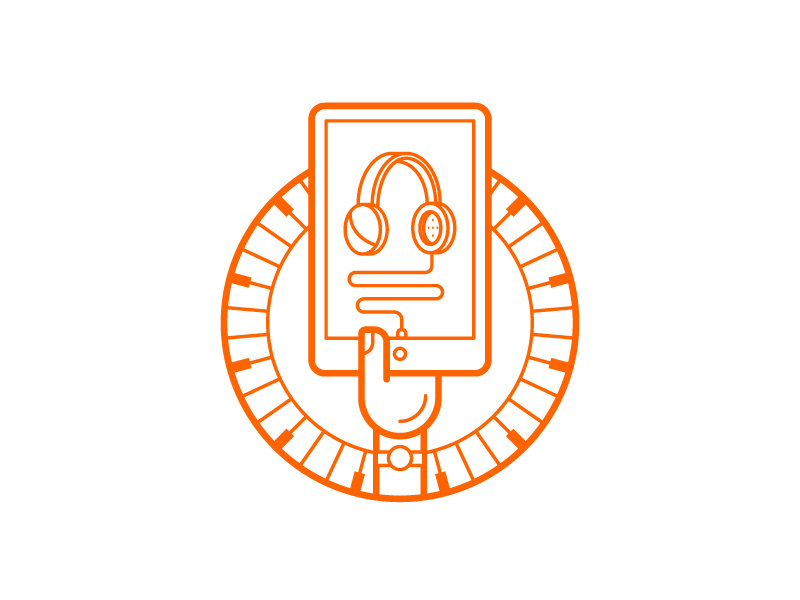 Cool stuff outline stroke illustration icon hand piano earphones headphones ipad music cool stuff