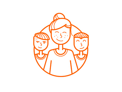 Useful events boy event girl icon illustration orange outline people smile stroke