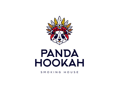 Panda Hookah bear colors feathers fun hookah indian logo panda tattoo white