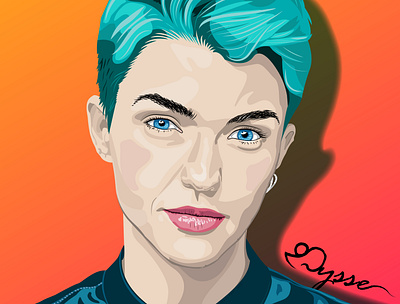 Ruby Rose Vector Portrait blue colourful digital illustration digitalart rubyrose vector vector illustration vectorart