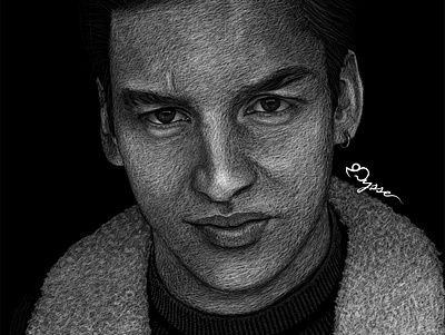 George Ezra Portrait black and white digital illustration digital sketch digitalart lineart portrait realistic realistic drawing vector vector illustration vectorart