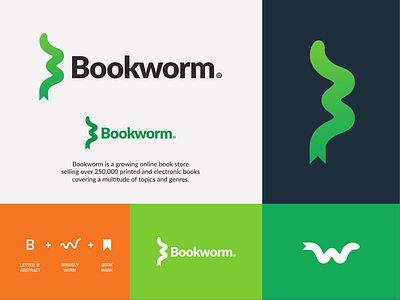 Bookworm Logo app branding design flat graphicdesign icon logo logodesign minimal type