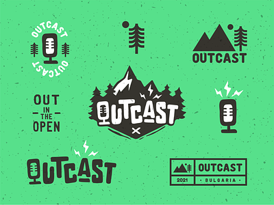 Outcast Podcast Logo Set badge branding design graphicdesign illustration logo logodesign minimal podcast vector