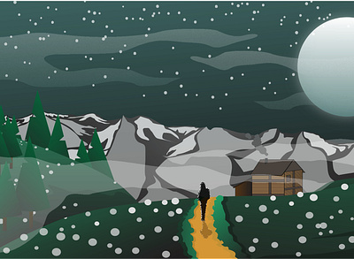 swiss 2d adobe artoftheday creative digitalart graphic graphicdesign house ice illustration illustrator mountains night sketch vector