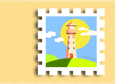 stamp:0 part-1 abstract adobe artoftheday card character colorful design flat illustration illustrator lighthouse post postcard shadow sketch sky stamp sun texture vector