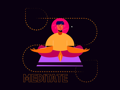 Meditating boy 2d adobe artoftheday color design flat graphic design graphicdesign illustration illustrator meditation peace