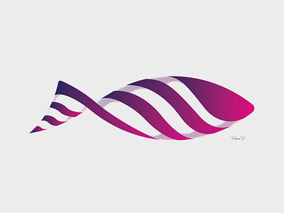 Fish abstract animal design fish gradiant logo pink purple vector