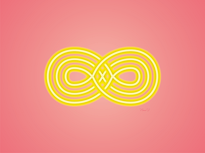 VERS L'INFINI abstract design illustration infinity logo neon orange pink vector