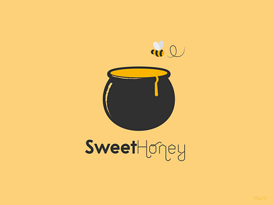 SWEET HONEY art bee design honey honeybee illustration illustrator logo miel sketch sweet vector