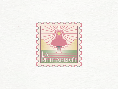LA BELLE ARRIVÉE art design gradiant illustration logo paysage pink