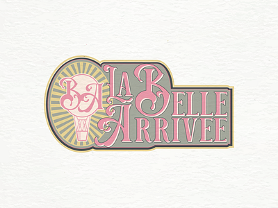 LA BELLE ARRIVÉE art design divers gradiant green illustration illustrator logo pink retro rétro vector vintage vintage logo