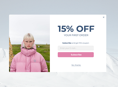 Pop-Up Message • 15% Off coats design discount e commerce e commerce shop iceland icelandic message pop up shop ui ux