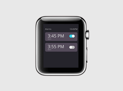 Alarm • Toggle Button alarm alarmclock applewatch clock dailyui design time toggle button ui ui design uidesign ux ux design uxdesign watchui