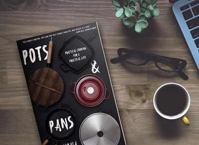Pots and Pans Book Cover book cover cook cookbook cooking design memoir mock up mock up mockup nonfiction sans serif typography
