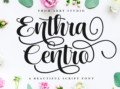 Enthra Centro script card design feminine handwritten illustration lettering logo type typography