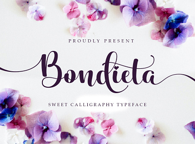 Bondieta script card design feminine handwritten illustration lettering logo type typography