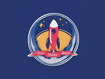 Paper Rocketship design icon illustration logo makers movers rocket rocketship shakers shopify space vector