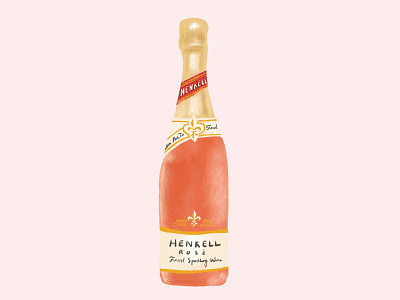 Rosé illustration pink rose wine wine bottle