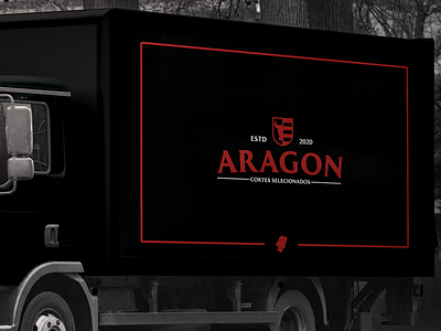 Caminhão mockup Aragon branding design identidade visual logo logotipo meat símbolo