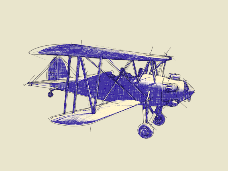 Sketched Plane 2d 3d animation c4d fly hire me illustration imagination paper pen plane