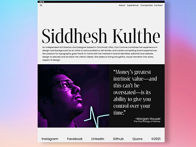 Personal Portfolio Home Page Design | Siddhesh Kulthe design personal portfolio ui web design