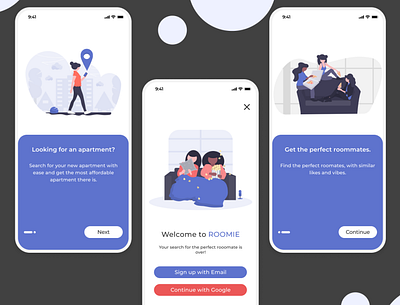 Onboarding screens design mobile app mobile ui onboarding roommates