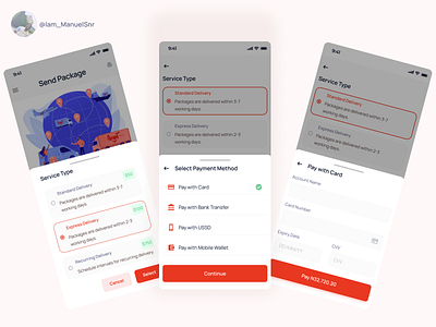 Send Package design illustration logistics mobile ui payment user interface design ux