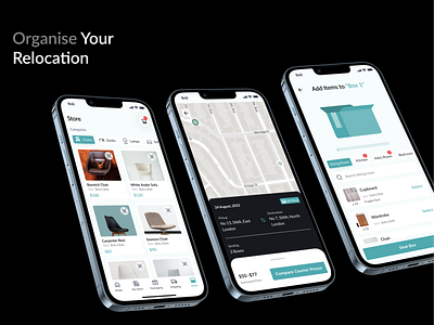 Relocation App box packaging design mobile app design mobile ui organise planning relocation shipping ui user interface design