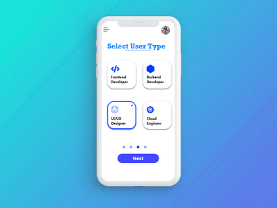 Select User Type app branding dailyui dailyuichallenge design minimal ui ux