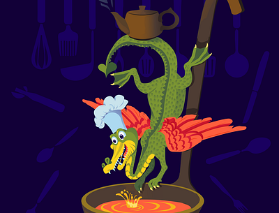 Julien is the most amazing cook book illustration characters cook crocodile fairy tale illustration vector graphics