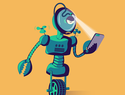 Robot book illustration characters illustration telephone vector vector graphics