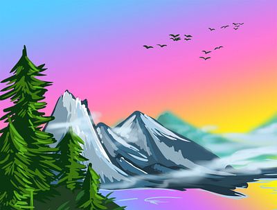 Rainbow Sky digital paint graphic design painting photoshop rainbow scenery