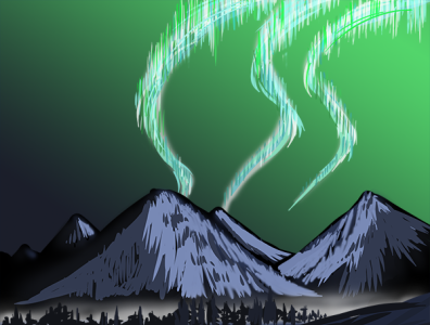 Green Aurora 2d art aurora digital painting graphic design painting photoshop scenery