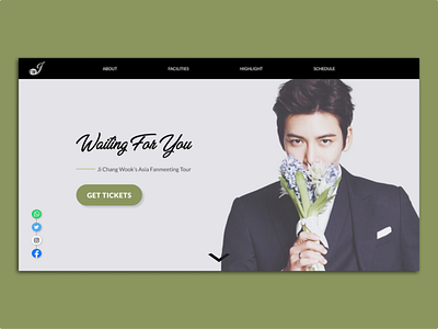 Landing Page of JCW's Asia Fanmeeting Tour app design desktop korean actor landing page minimalist ticket app ui ux design web web design