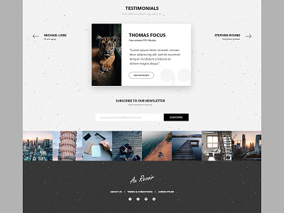 Testimonials section, instagram feed and footer design