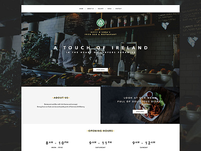 Irish Bar & Restaurant - landing design