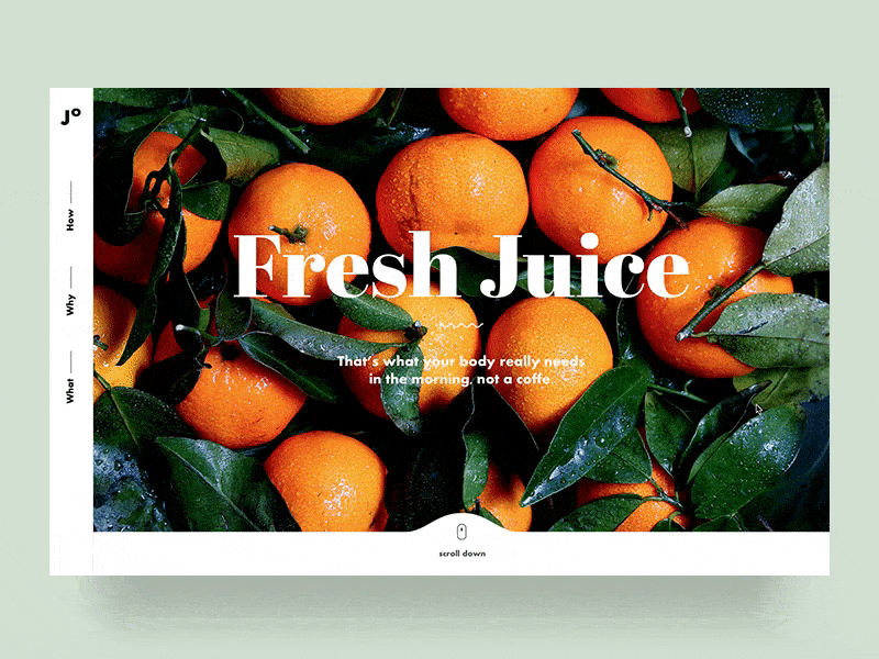 Fresh Juice - homepage animation animation categories clean columns food fruit header image menu principle scroll title