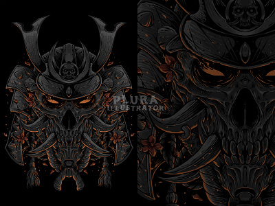 Ronin artwork band merch design graphic design illustration illustrator metalcore photoshop skull art