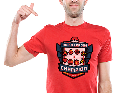 Indigo League Champion - Red Version badge champion championship emblem illustration league pokeball pokemon shirt shirt design sports