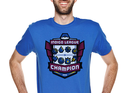 Indigo League Champion - Blue Version badge champion championship emblem illustration league pokeball pokemon shirt shirt design sports