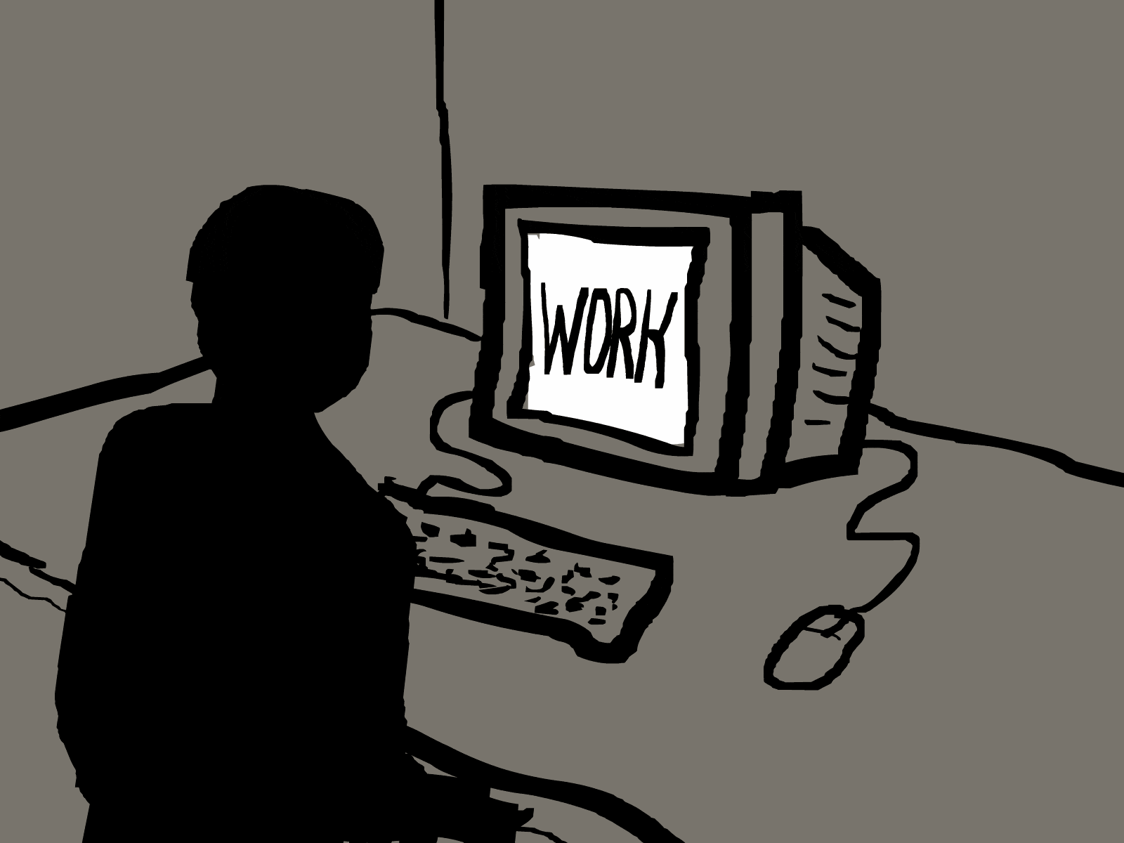 Work animate cc animated animation black black and white computer computers deadline drawing gif headbang illustration keyboard late night late shift sketch sprint todo work workspace