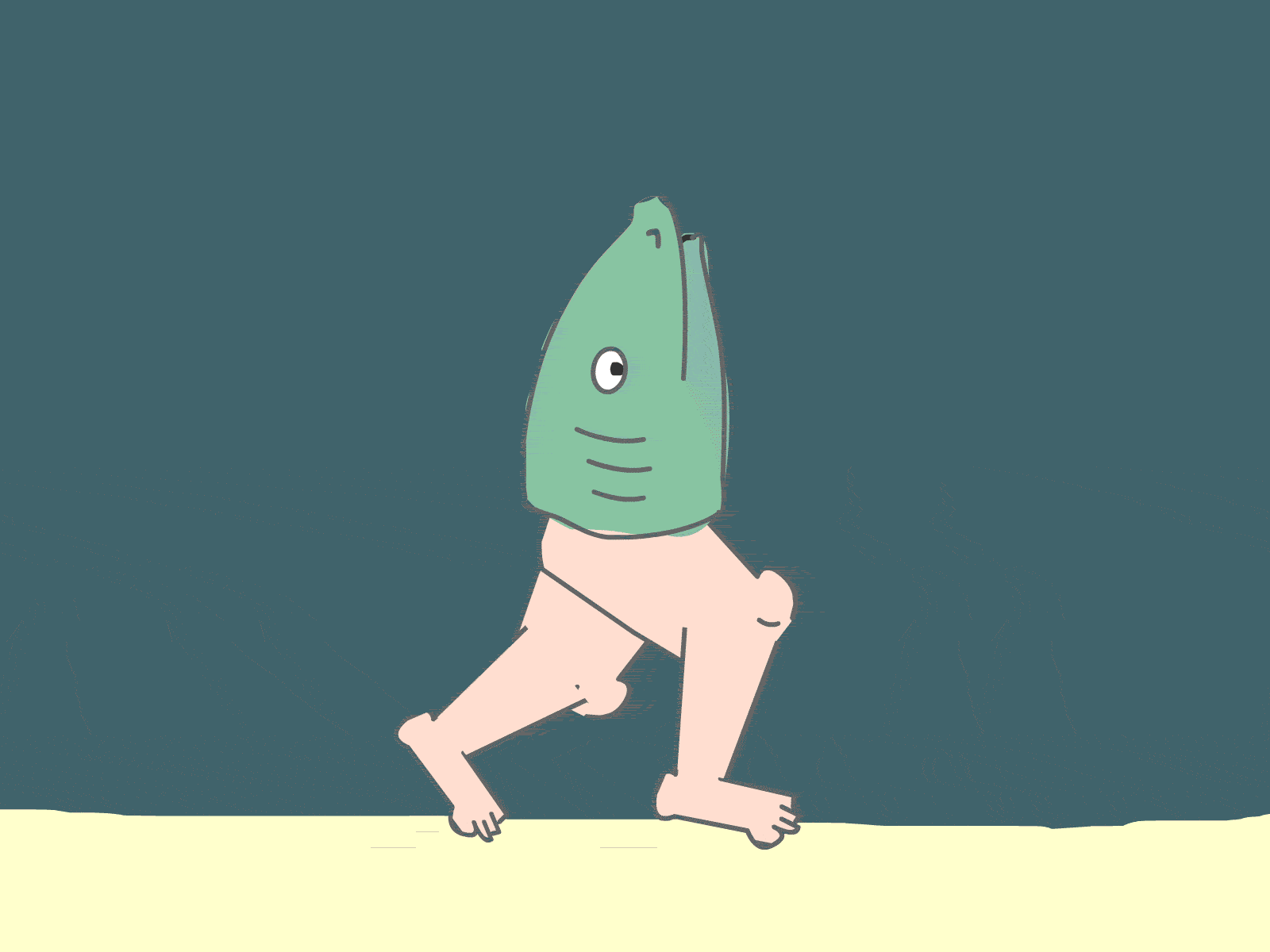 Walking Fish animate cc animated animation comic drawing fish fun gif human illustration legs scribble walking walking cycle