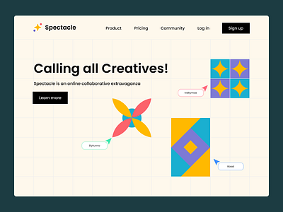 Spectacle collaboration tool cream fun landing page spectacle ui web design website