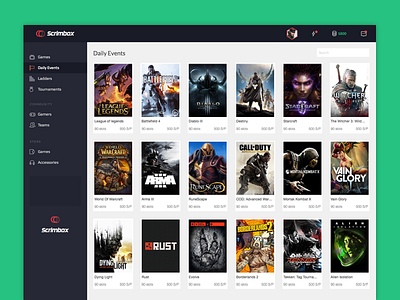 Scrimbox App application bangalore blue dark dashboard gaming profile sidebar web app