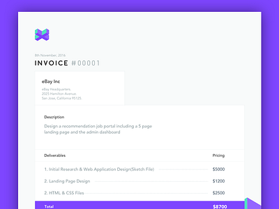 Invoice branding footer invoice landing page logo sketch