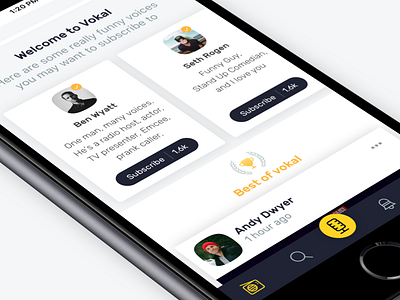 Vokal iOS App cards ios navigation voice yellow