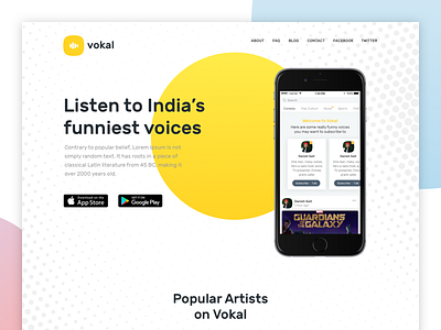 Landing page android ios landing page splash page vokal web yellow